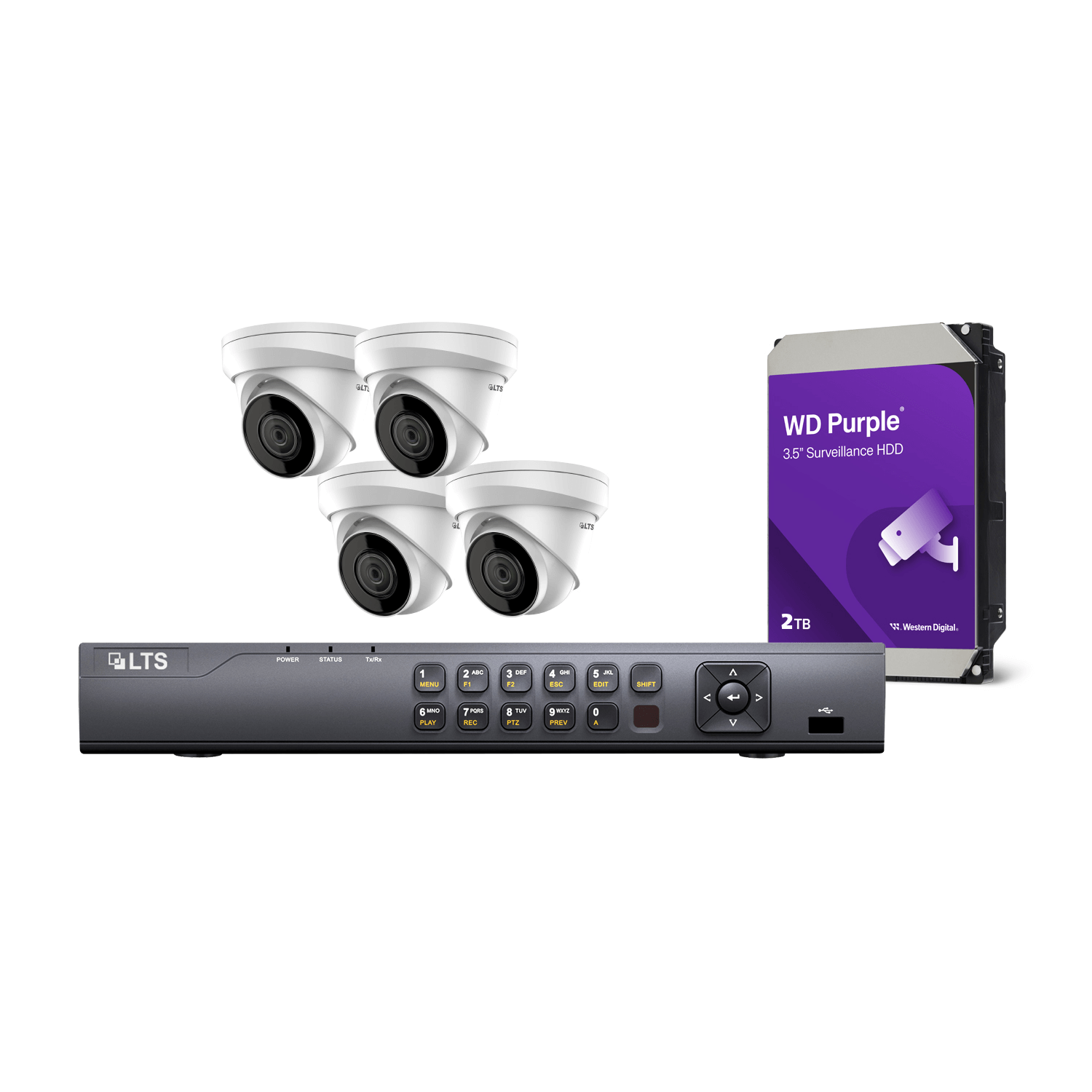 LTS 4-Camera Bundle 4MP IP Cameras 4CH WDR PoE NVR 2TB HDD